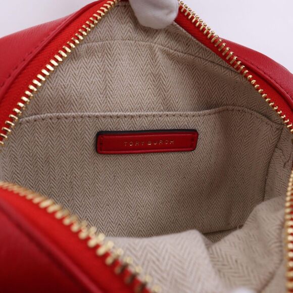 NWT Tory Burch Perry LOGO Double Zip Camera Bag Red - Picture 9 of 11